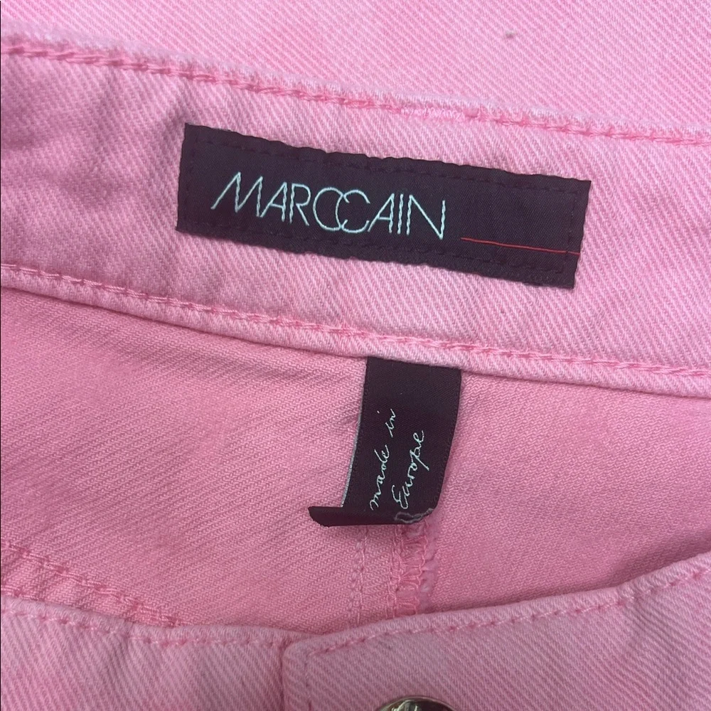 Marc Cain Colorful Chic Gingham Pink Checkered Jeans with eyelash hem US Size 6